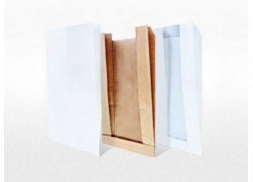 Бумажный пакет с плоским дном и со складкой крафт бурый