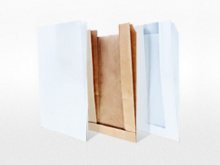 Бумажный пакет с плоским дном и со складкой и окошком одп белая